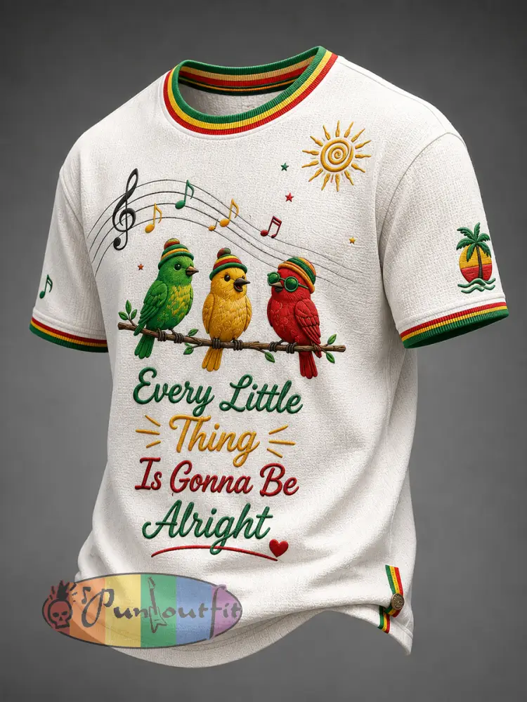 Classic Waffle-Weave T-Shirt for Retro Reggae Fans - As picture · S