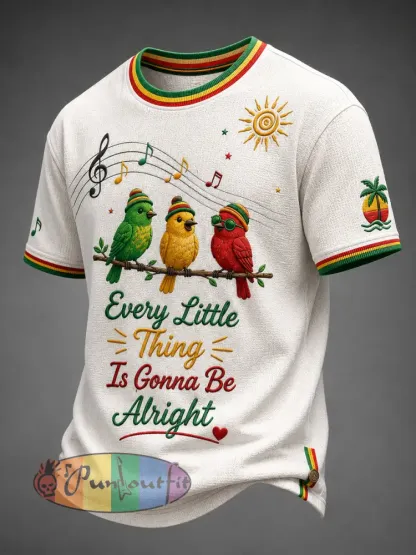 Classic Waffle-Weave T-Shirt for Retro Reggae Fans - As picture · S
