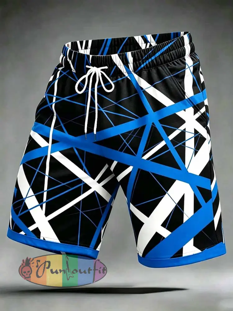 Men’s Vintage Van Halen Print Casual Pants - Blue · S