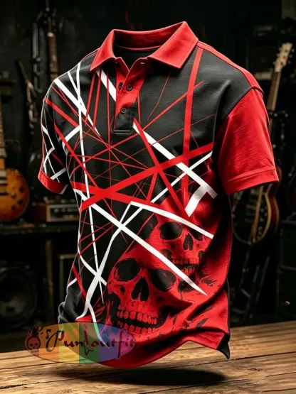 Men’s Vintage Van Halen Print Casual Polo Shirt - As picture · S