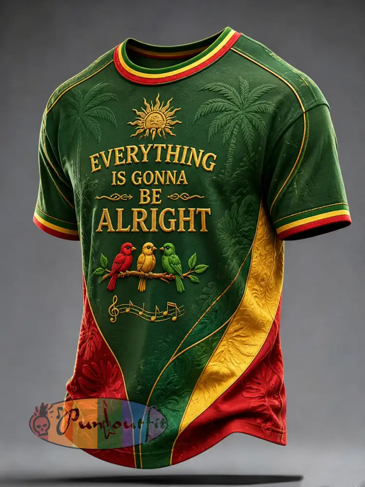 Retro Reggae-Inspired Patchwork Casual T-Shirt - As picture · S