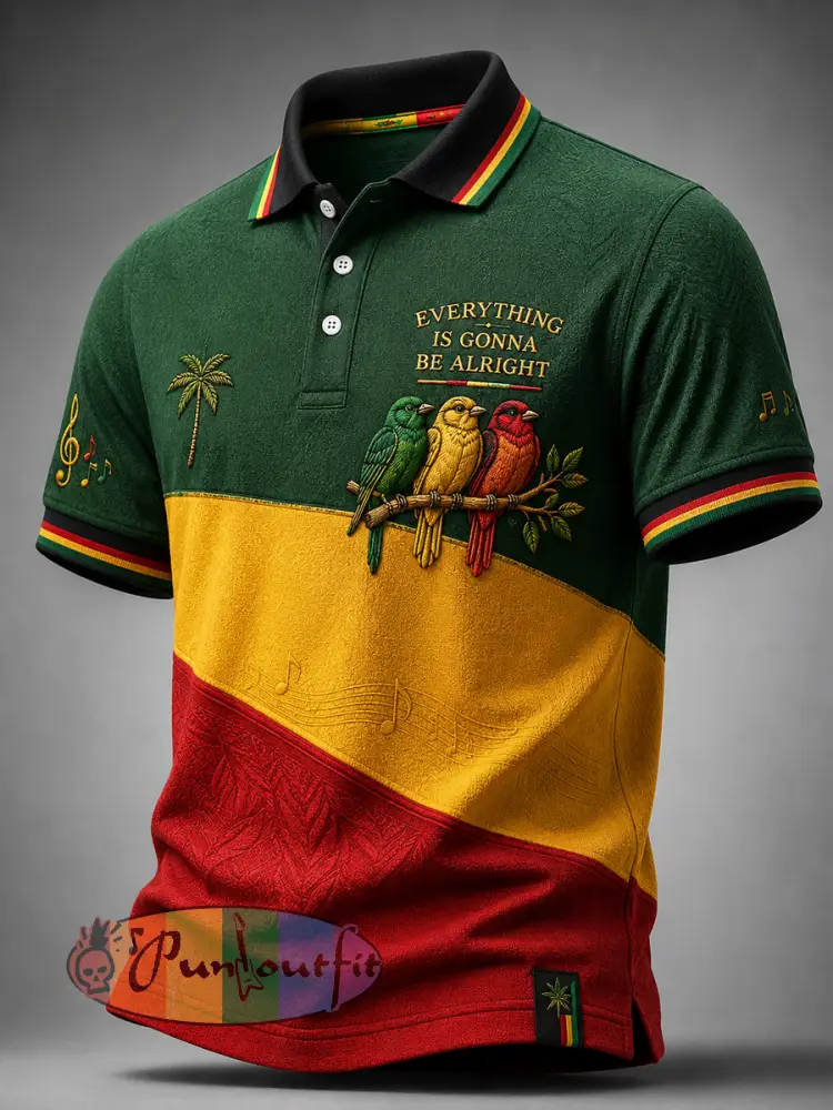Retro Reggae-Inspired Business Casual Polo Shirt - As picture · S