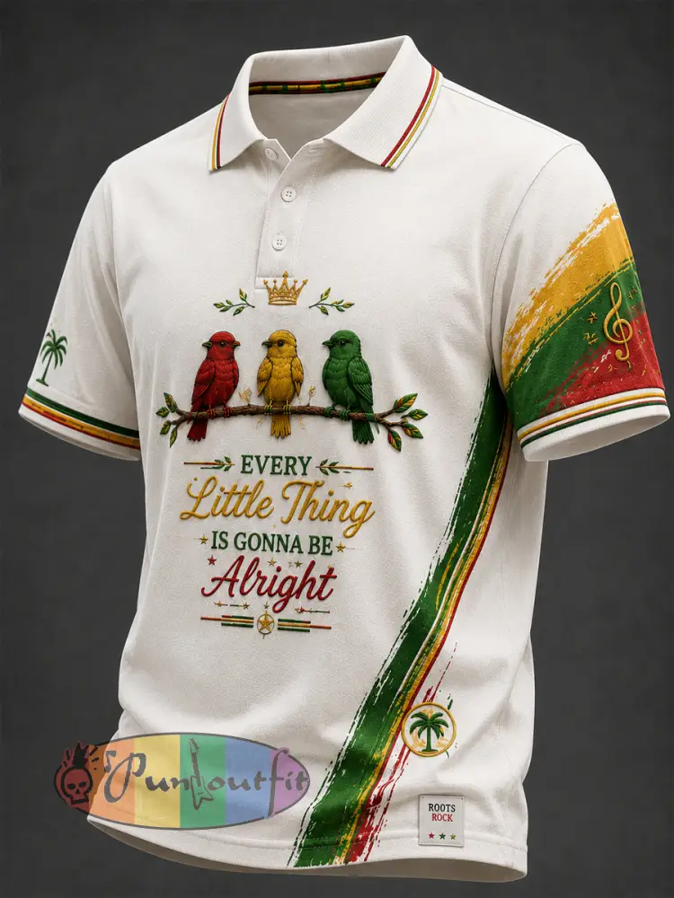 Retro Reggae-Inspired Artistic Casual Polo Shirt - As picture · S