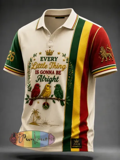 Retro Reggae-Style Striped Casual Polo Shirt - As picture · S