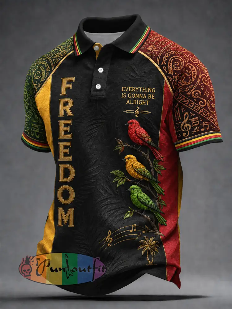 Retro Reggae-Style Casual Polo Shirt - As picture · S