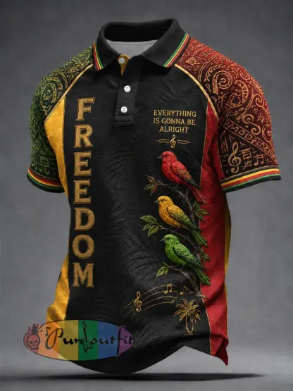 Retro Reggae-Style Casual Polo Shirt - As picture · S