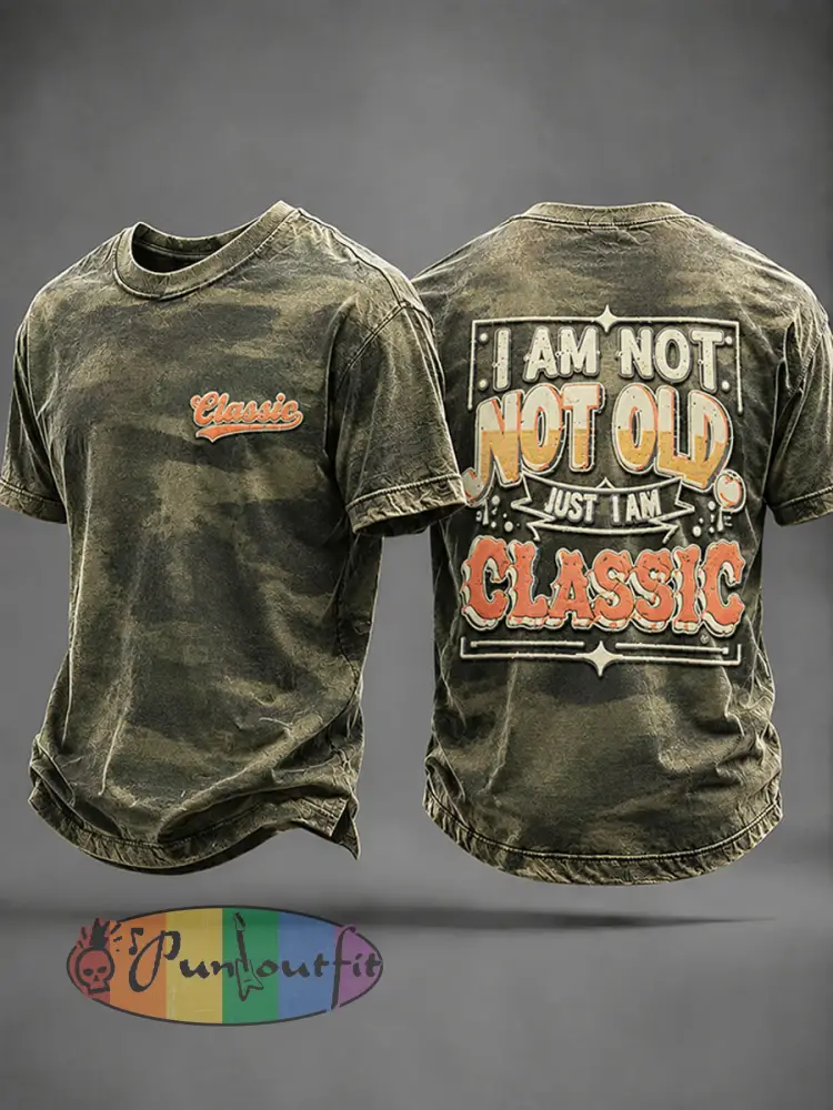 Men’s ’I’m Not Old,I’m Classic’ Casual T-shirt - Army Green · S