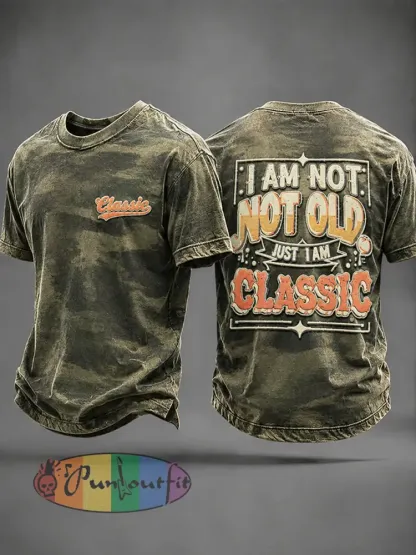 Men’s ’I’m Not Old,I’m Classic’ Casual T-shirt - Army Green · S