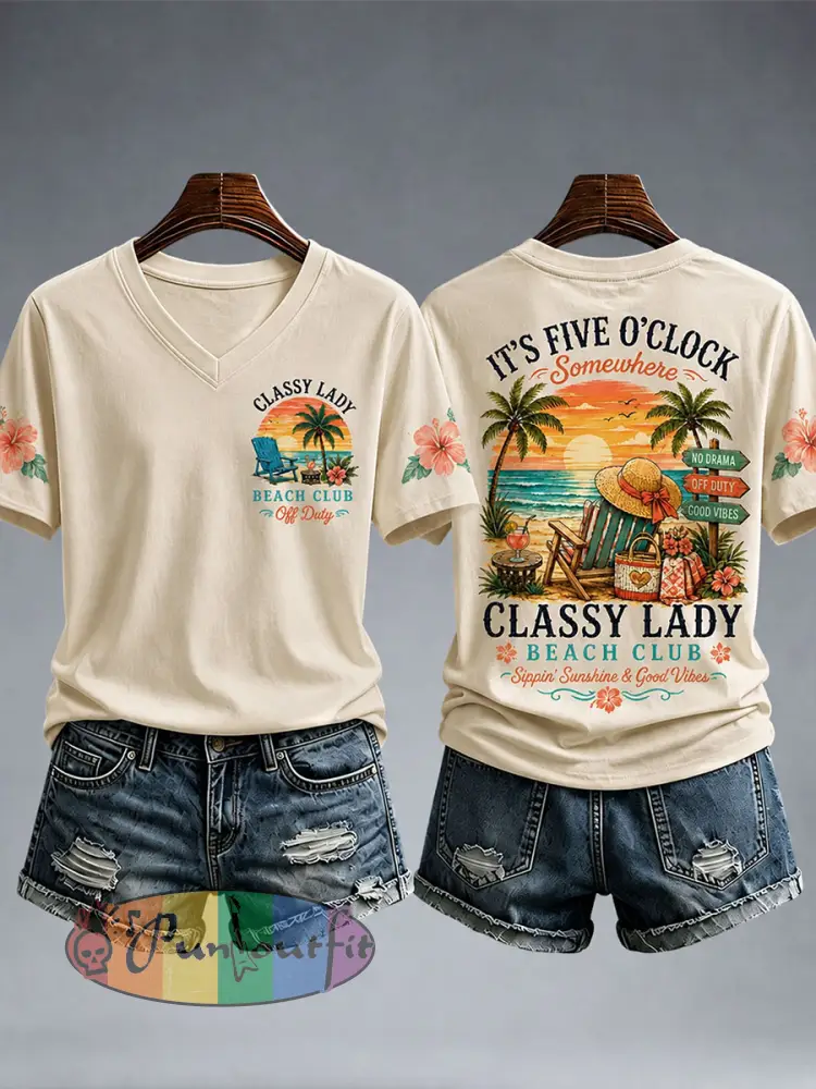 Women’s Classy Lady Bbach Club T-Shirt - Apricot · S