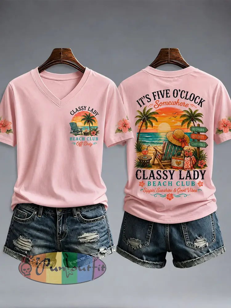 Women’s Classy Lady Bbach Club T-Shirt - Light Pink · S