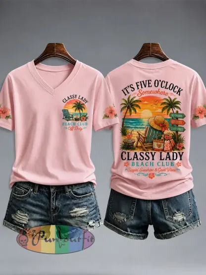 Women’s Classy Lady Bbach Club T-Shirt - Light Pink · S