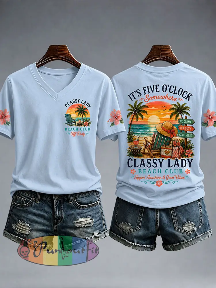 Women’s Classy Lady Bbach Club T-Shirt - Sky Blue · S