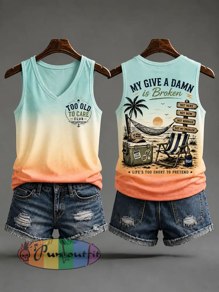 Women’s ’too old to care club’ V-neck vests - Orange · S
