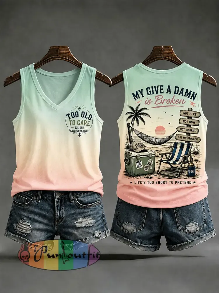 Women’s ’too old to care club’ V-neck vests - Pink · S