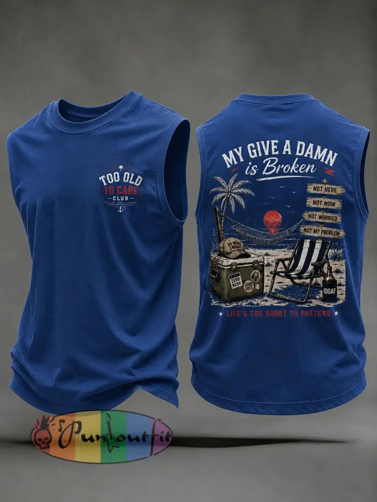 Men’s ’my give a damn is broken’ vests - Deep Blue · S