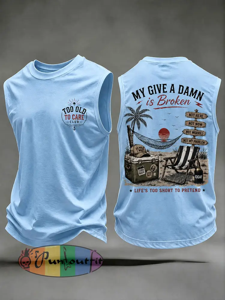 Men’s ’my give a damn is broken’ vests - Sky Blue · S
