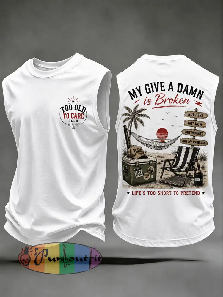 Men’s ’my give a damn is broken’ vests - White · S