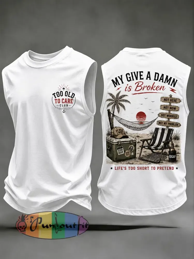 Men’s ’my give a damn is broken’ vests - White · S