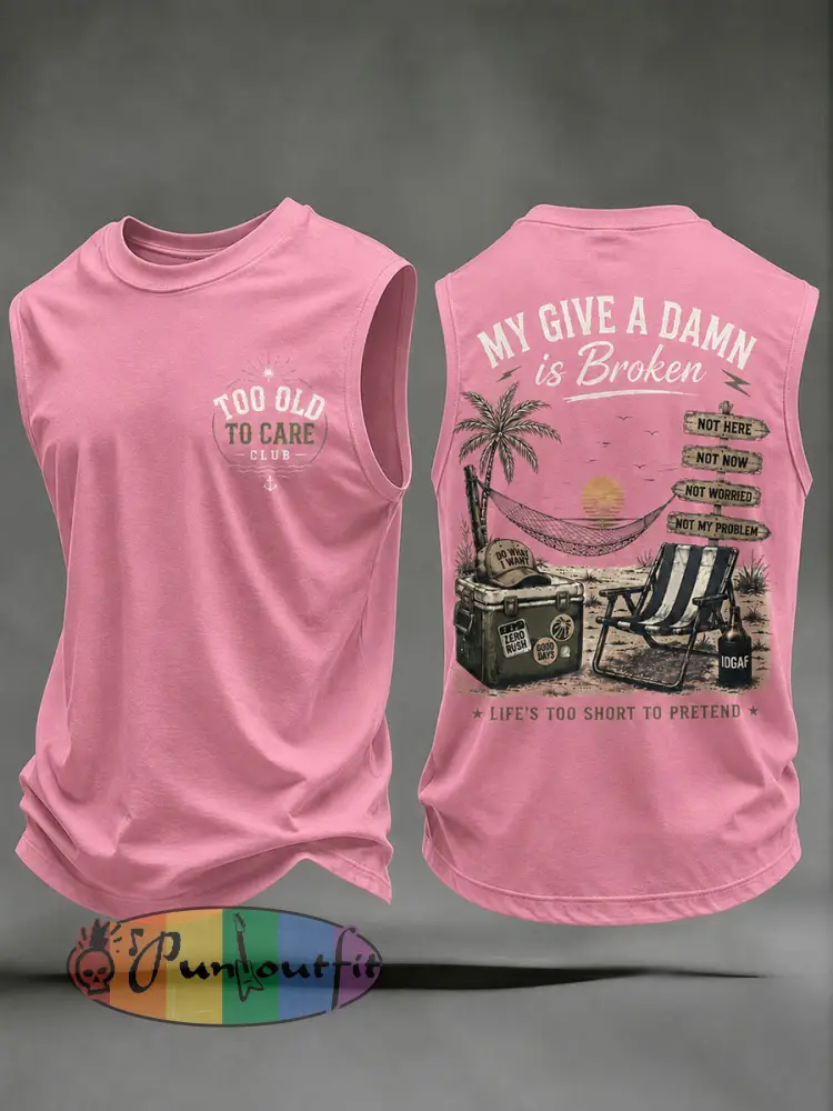 Men’s ’my give a damn is broken’ vests - Pink · S