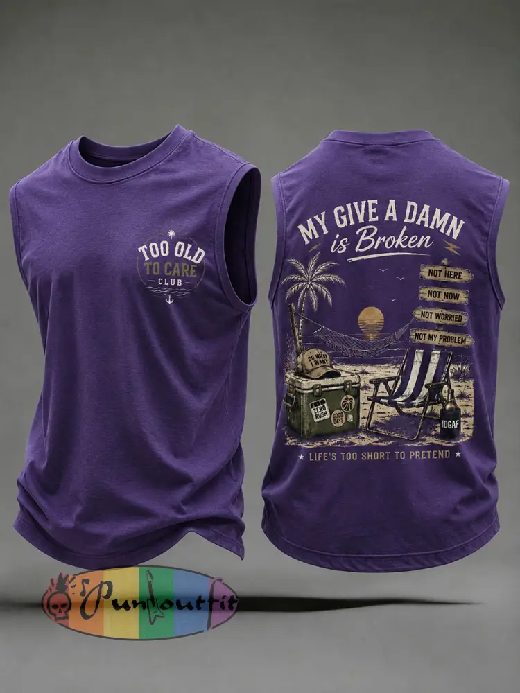 Men’s ’my give a damn is broken’ vests - Purple · S