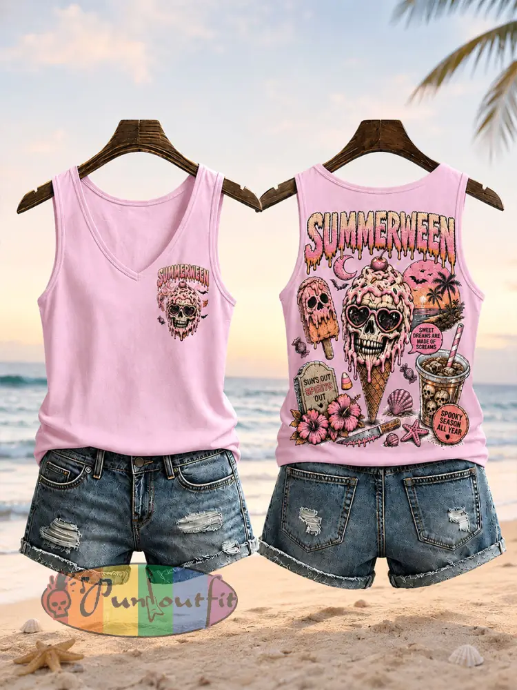 Women’s Summerween V-Neck Vests - Pink · S