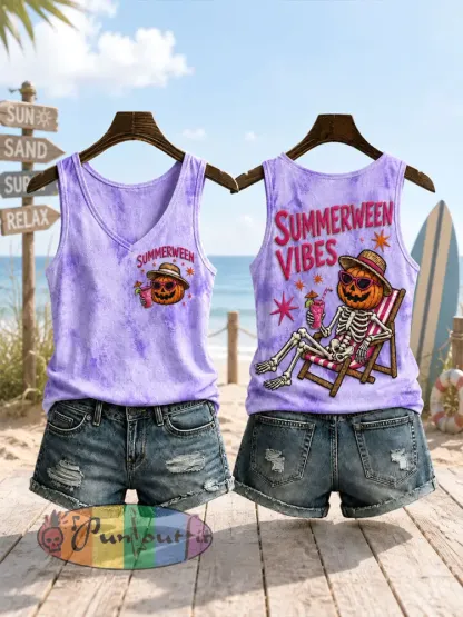 Women’s Summerween V-Neck Vests - Purple · S