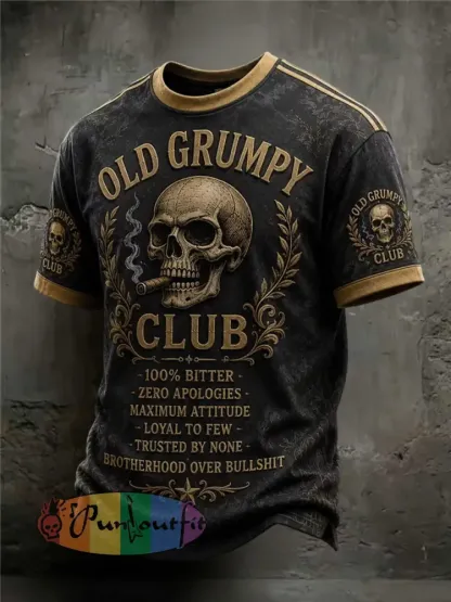 Men’s Old Fuckers Club Printed Casual T-Shirt - Black · S