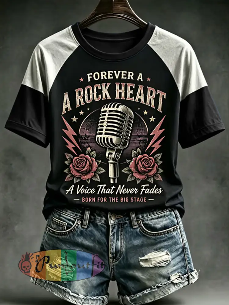 Women’s Rock Classics Total Eclipse Of The Heart Print Casual Tee - Black · S