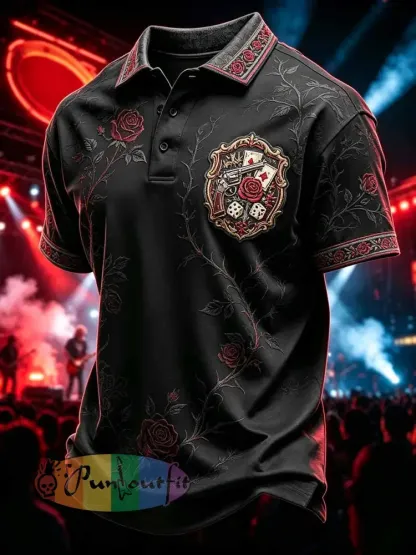 Men’s Retro Guns N’ Roses Print Polo Shirt - As picture · S