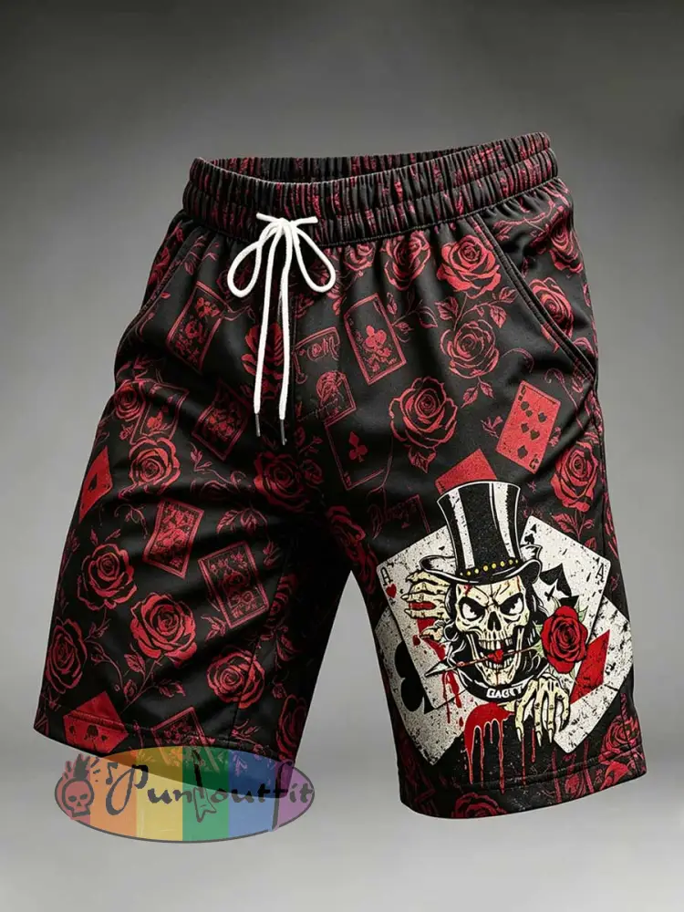 Men’s Retro Guns N’ Roses Rock Print Shorts - As picture · S