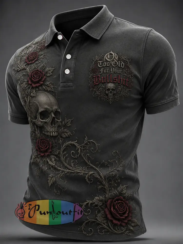Men’s Too Old For Your Bullshit Print Casual Top - As picture · S
