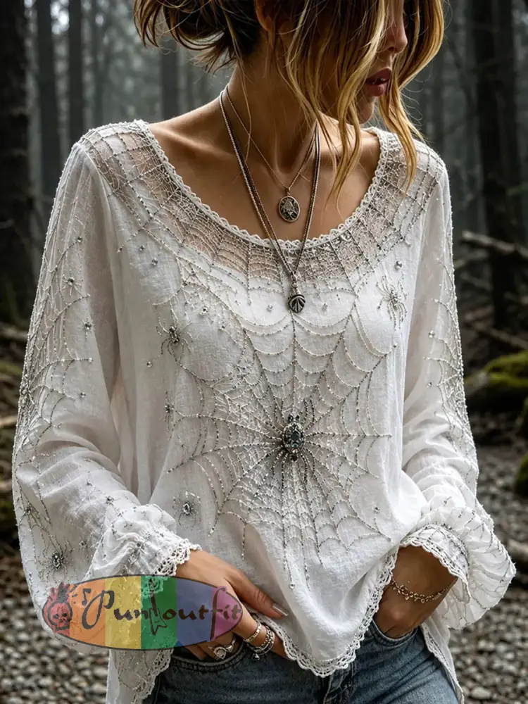 Women’s Gothic Style Cotton Linen Shirt - As picture · S
