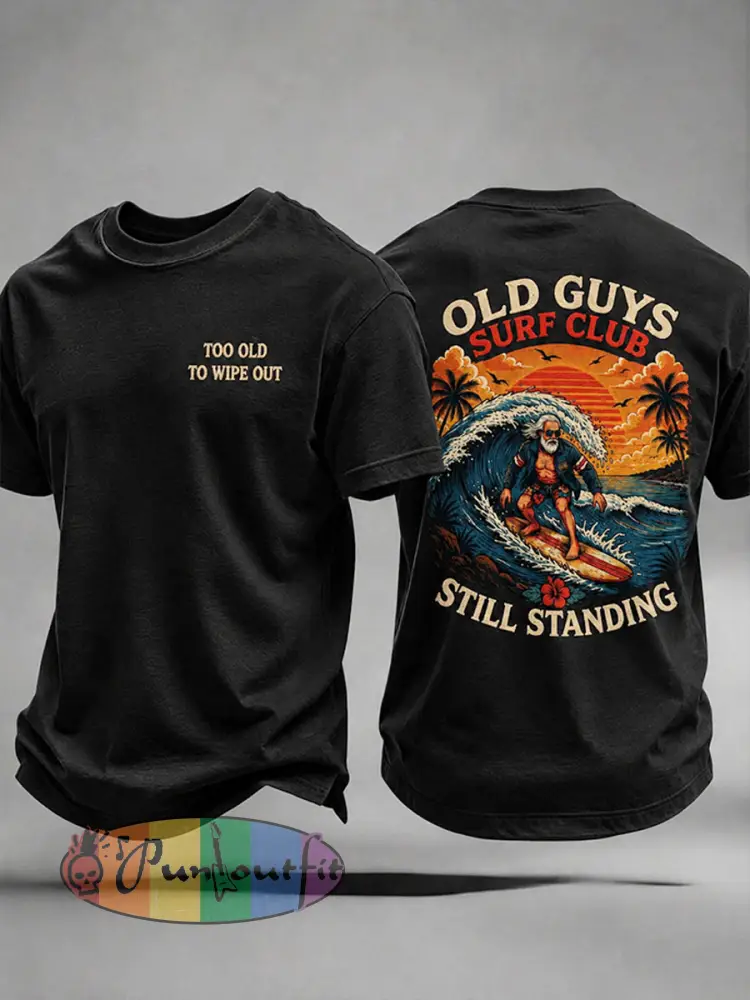Men’s ’Too Old To Wipe Out’ Vacation Casual T-Shirt - Black · S