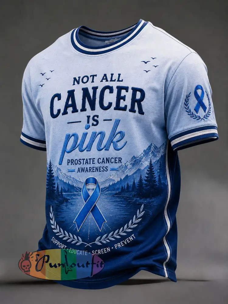 Men’s ’not all cancer is pink prostate cancer awareness’ T-shirts - Blue · S