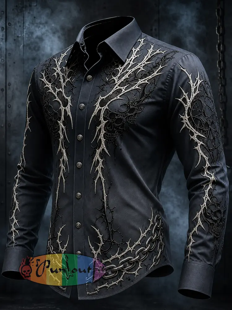 Men’s Vintage Punk Rock Graphic Casual Shirt - A · S