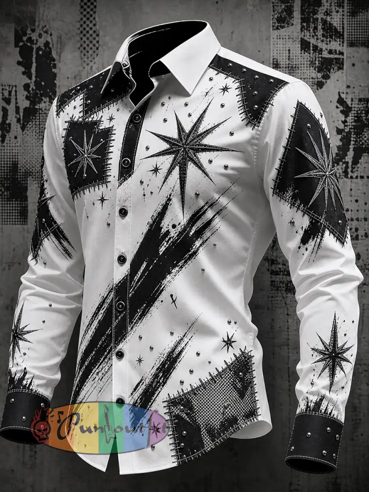 Men’s Vintage Punk Rock Graphic Casual Shirt - A · S