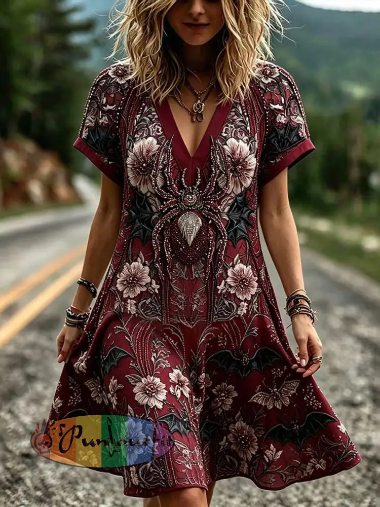 Women’s Gothic Style Cotton Linen Dress - As picture · M
