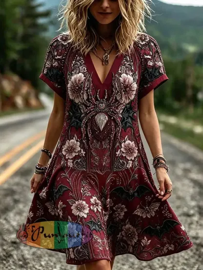 Women’s Gothic Style Cotton Linen Dress - As picture · M