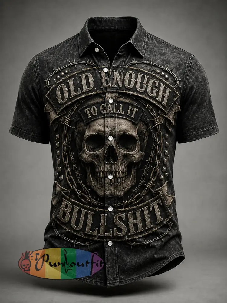 Men’s Old Fuckers Club Printed Casual Shirt - As picture · S