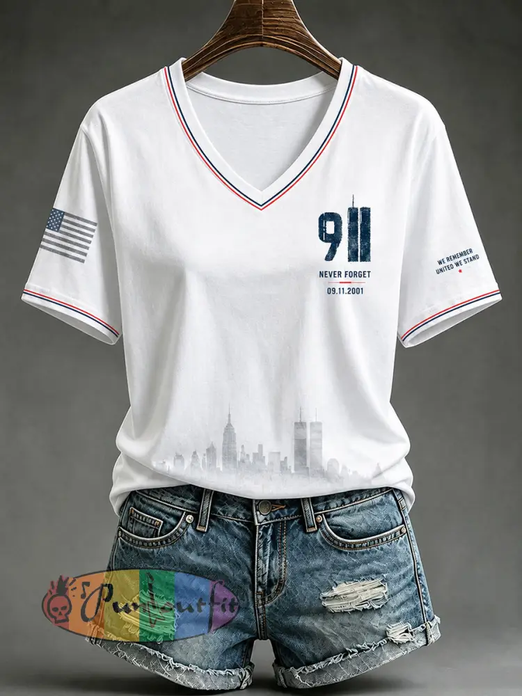 Women’s 9.11 Never Forget Short-sleeved T-shirt - White · S