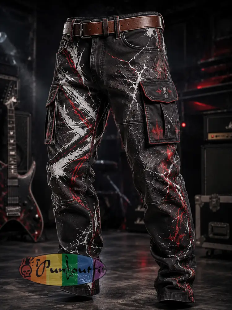 Men’s Punk Art Casual Work Trousers - A · S