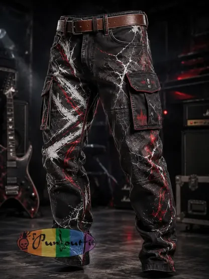 Men’s Punk Art Casual Work Trousers - A · S