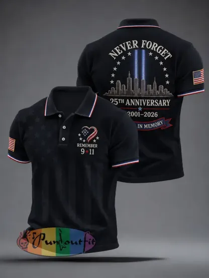 Men’s 9/11 25th Anniversary We Will Never Forget Printed Shirt - As picture · S