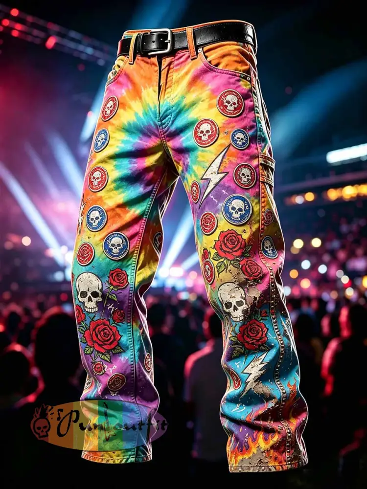 Men’s Psychedelic Rock Grateful Dead Art Print Pants - As picture · S