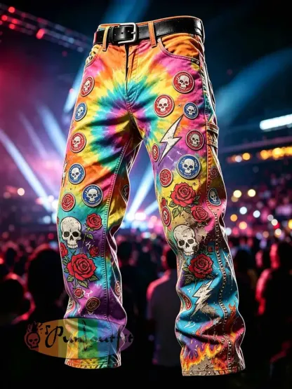 Men’s Psychedelic Rock Grateful Dead Art Print Pants - As picture · S