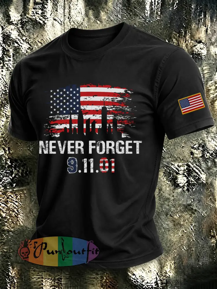 Men’s 9.11 Never Forget Printed T-shirt - Black · S