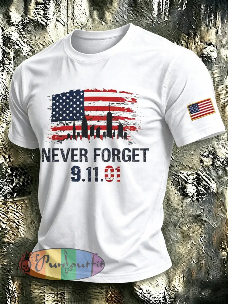 Men’s 9.11 Never Forget Printed T-shirt - White · S
