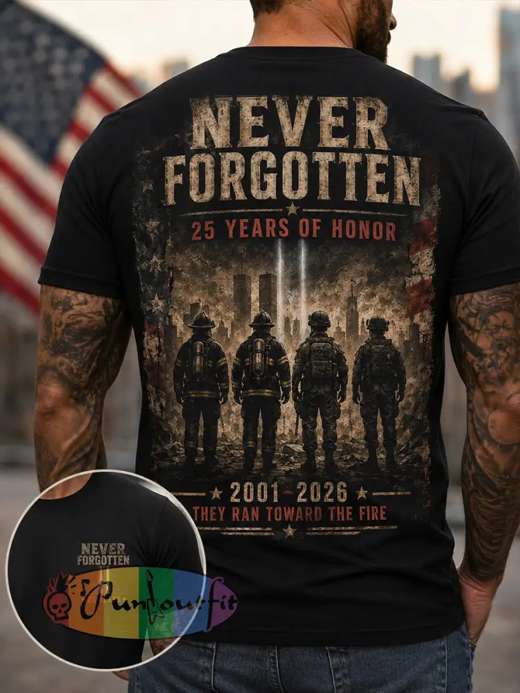 Men’s 9.11 Never Forget Printed T-shirt - Black · S