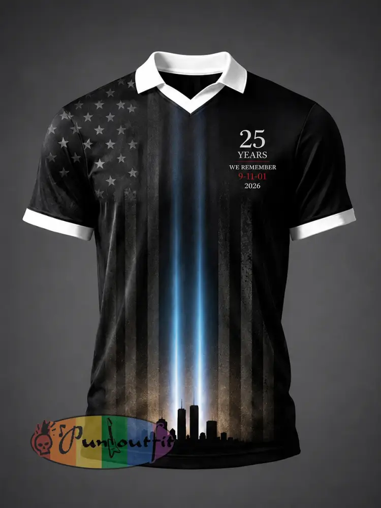 Men’s 9.11 Never Forget Printed Shirt - Black · S