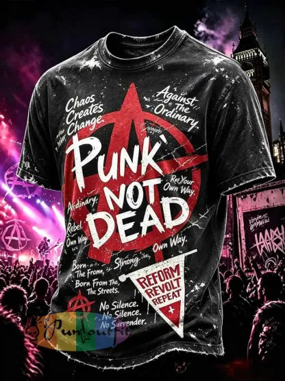 Men’s Punk Rock Skull Print T-Shirt - As picture · S